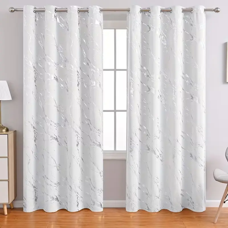 1pc Modern Luxury Marble Texture Blackout Curtain, Simple Design, Guest Bedroom Balcony Warm Atmosphere, Home Comfort Enhancement