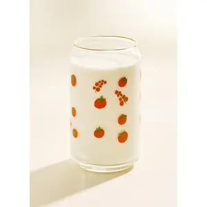 Tomato Gold Rimmed Soda Can Glass