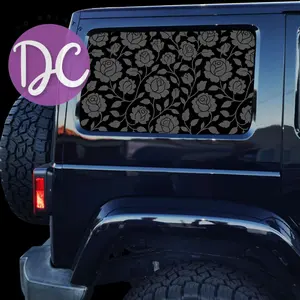 DC Prints Rose Floral Car Decal for Vinyl Window Decal - Removable, Not Reusable, Water-Resistant, Suitable for Extreme Weather Conditions