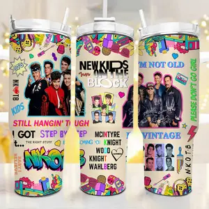 NKOTB Retro Aesthetic 20oz & 40oz Tumbler, Insulated Travel Mug with Handle, Step by Step Boy Band Merch, Blockheads Gift, 80s Boy Band Aesthetic Coffee Cup, You Got It The Right Stuff Drinkware, I'm Not Old I'm Vintage