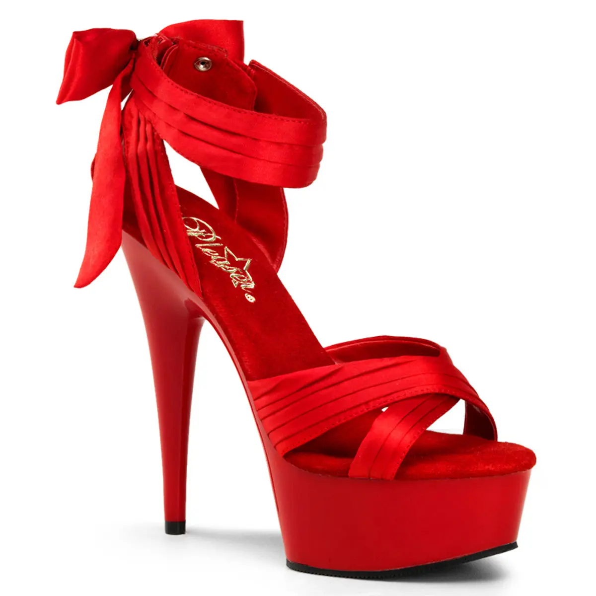 Women's Red Satin Platform Sandals, Elegant 6-Inch Stiletto Heels with a Statement Bow and Back-Zip, Fashionable Party Shoes, Elegant Party Shoes, Elevated Sandals