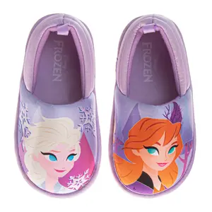 Frozen Girls Slippers  Anna and Elsa Plush Warm Soft Aline Comfy Lightweight House Shoes (5-10 toddler)