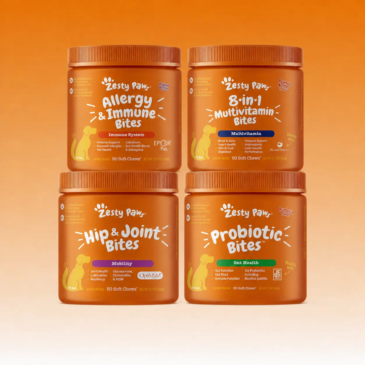 TikTok Exclusive Bundle Complete Wellness & Defense: Allergy and Immune Bites, Probiotic Bites, Multi-Vitamin, Hip & Joint