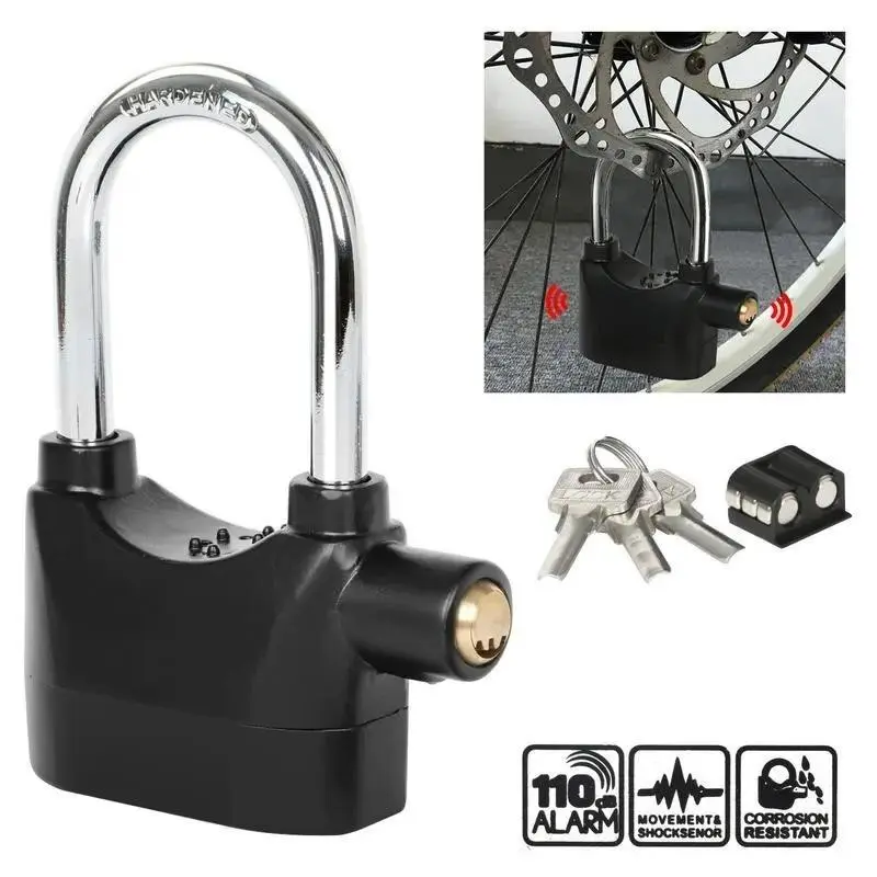 Anti-Theft Alarm Padlock with Lock Hasps,Aluminum alloy material， 110dB Loud Siren, Heavy Duty Weatherproof Security Lock, Key/Combination Access, Vibration-Triggered Alarm for Bikes, Gates, Outdoor Use