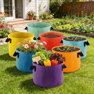 5 Gallon Felt Plant Growth Bag, Tomato Garden Container, Reusable Planter with Durable Handle, Outdoor Gardening Capacity, Multiple Colors Available, Planting Bags, Garden Pot