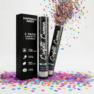 Multicolor Confetti Cannon 2 count,  Confetti Poppers, Party Poppers for 2026  Year's Eve, Christmas, Birthdays & Celebrations, Confetti Blaster Shooters