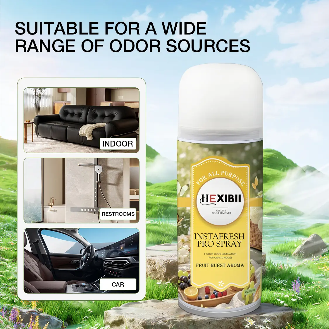HEXIBII InstaFresher - Automatic Spray,scentsy fresh, - Whole Car Air Freshener Odor Eliminator with Fruit Burst Aroma - 6 Ounce - Long Lasting Scent for Home & Bathroom summerwins