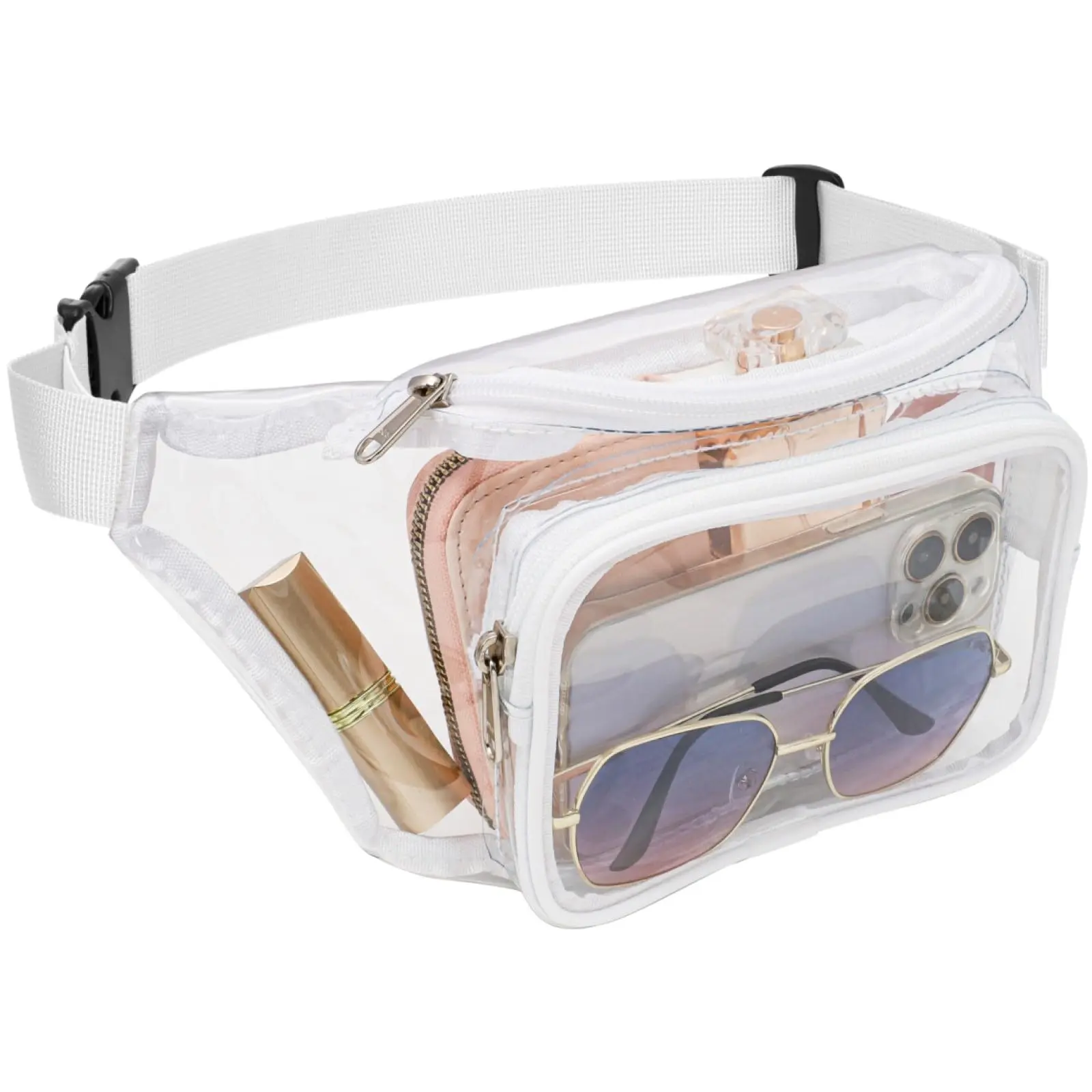 Stadium Approved Clear Fanny Pack for Men & Women - 11x6" Waist Bag for Concerts,Travel | Adjustable Belt, Secure Zipper, BPA-Free PVC