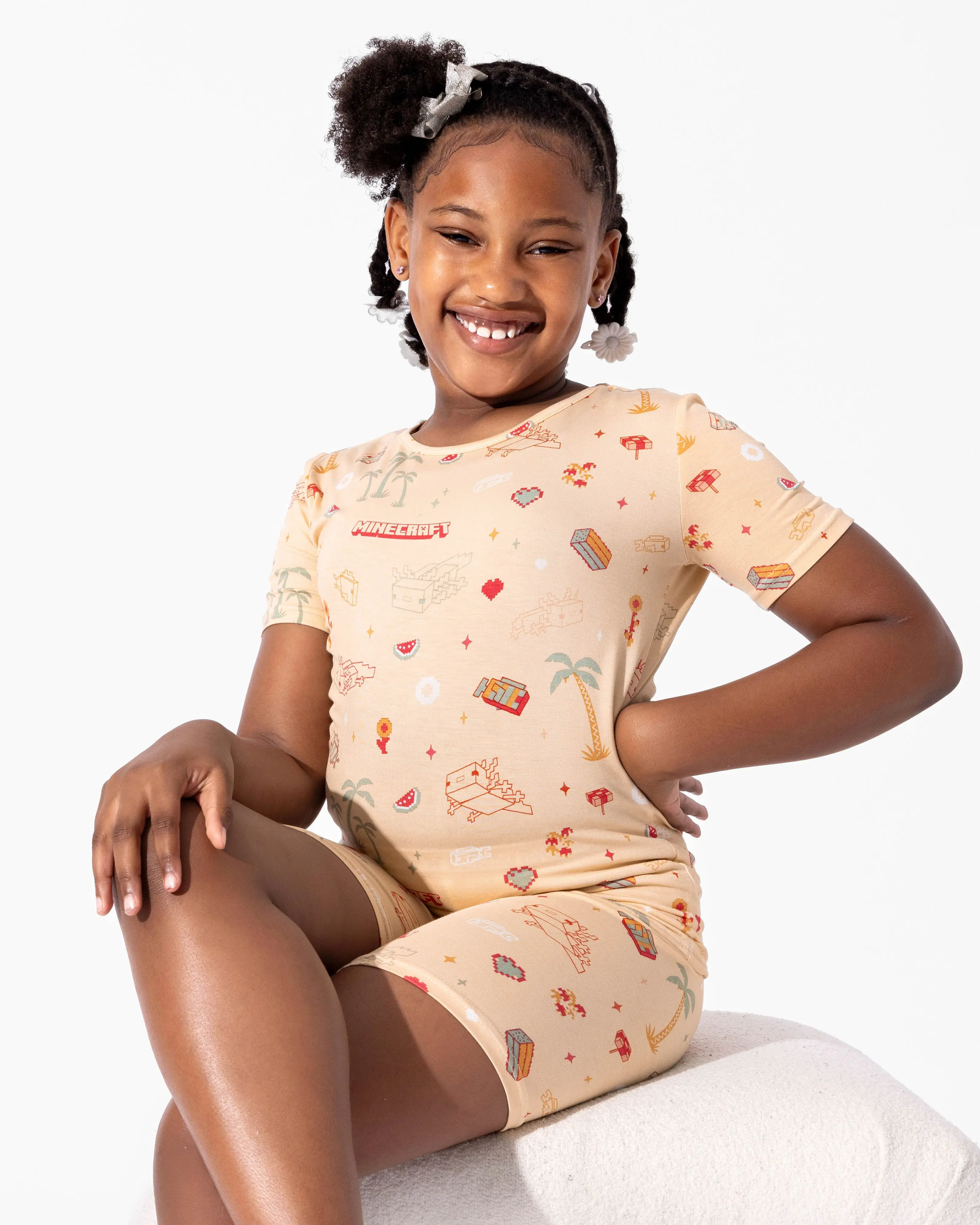 Bellabu Bear Minecraft: Summer Vibes Kids Pajama Short Set