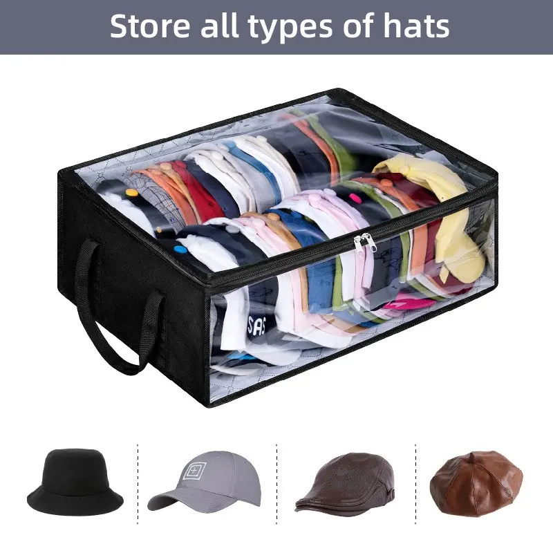 Transparent Storage Box with Zipper, Foldable Handheld Organizer for Hats and Underwear, Visible Window Design, Clothing and Pants Sorter, Foldable Fabric Organizers, Folding Storage Boxes, Foldable Storage Bins, Folding Storage Containers