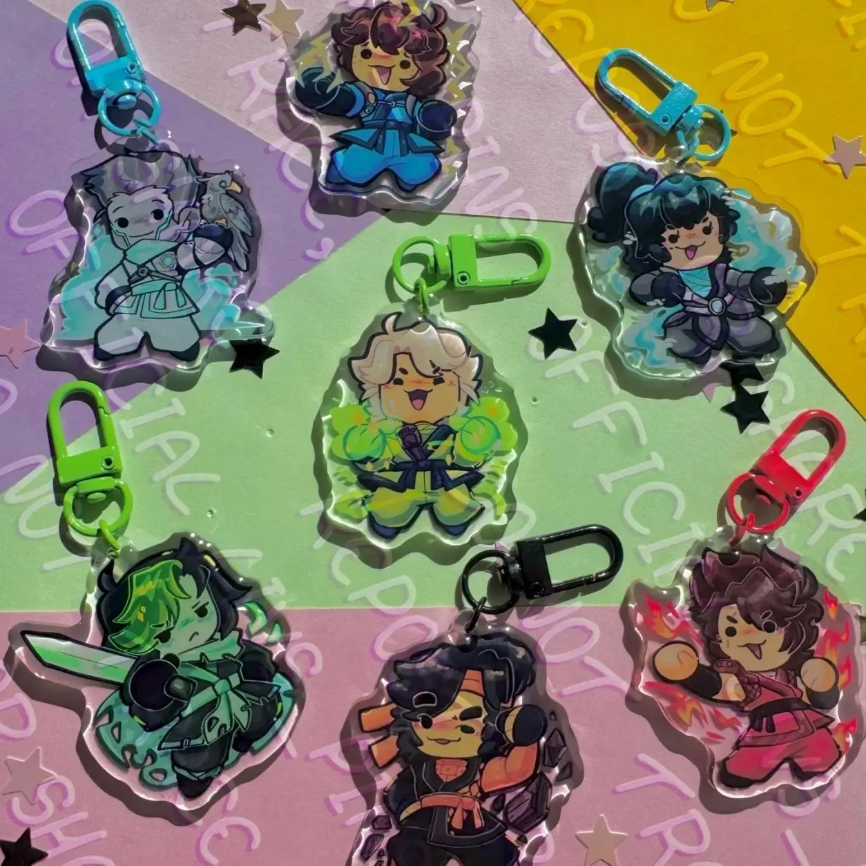 7 ops Little colourful Ninja Acrylic keychains