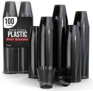 Plastic Shot Glasses Disposable 100 Count 2 Oz Smokey Dark Tinted Black Shot Cups -  Party Supplies for Party Cups - Cute Shot Glasses & Cool Shot Glasses