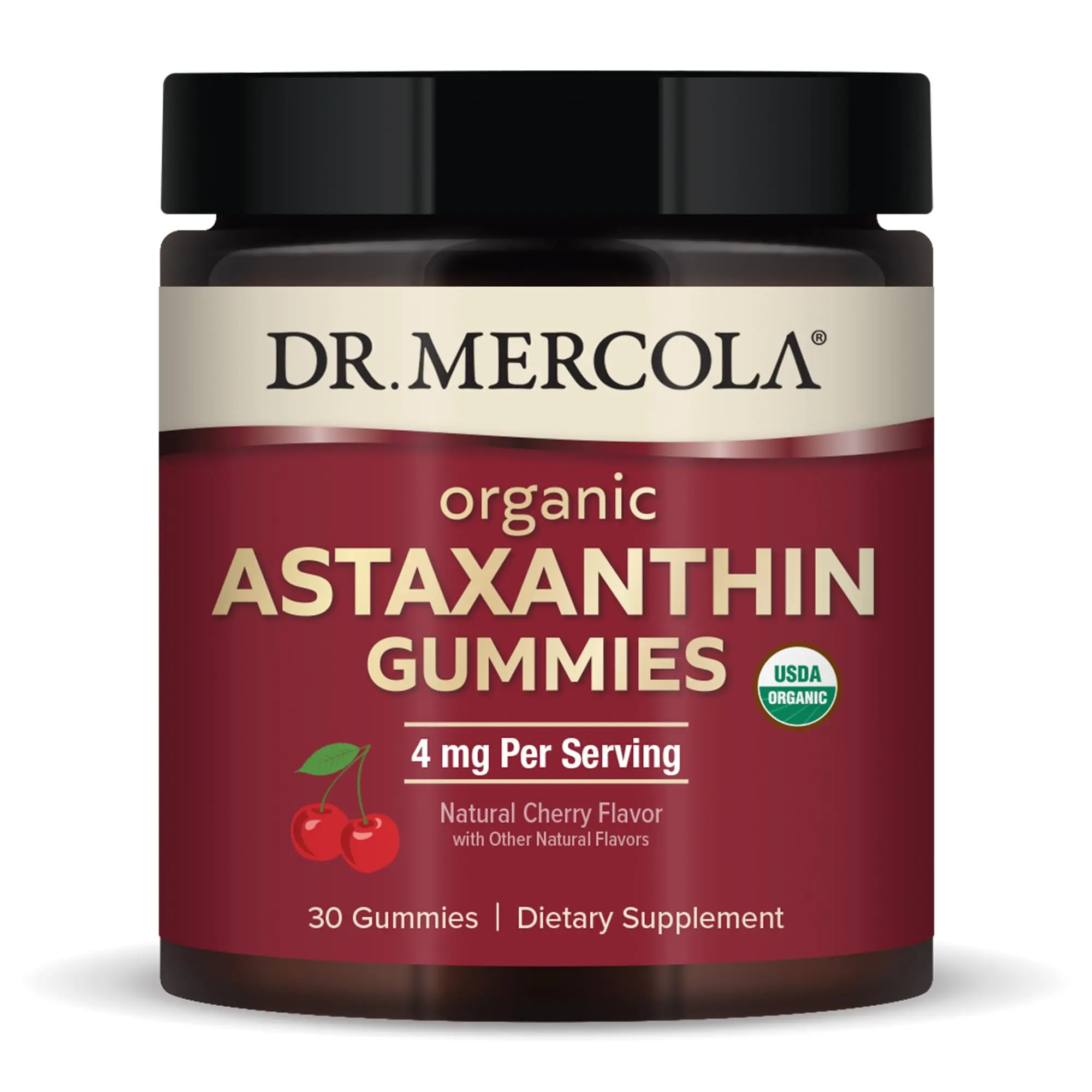Dr. Mercola Organic Astaxanthin Gummies - Cherry, 30 Gummies, Non-GMO, Gluten Free, Soy Free Dr. Mercola Organic Astaxanthin Gummies - Cherry, 30 Gummies, Non-GMO, Gluten Free, Soy Free
