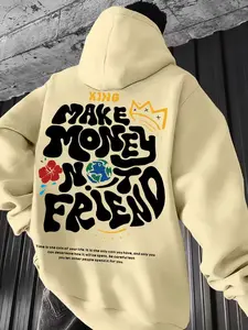 Men's Casual Hooded Sweatshirt, Spring & Fall Fashion, Youthful Style, Fitted Design, Graphic Letter Pattern, Perfect for Daily Wear