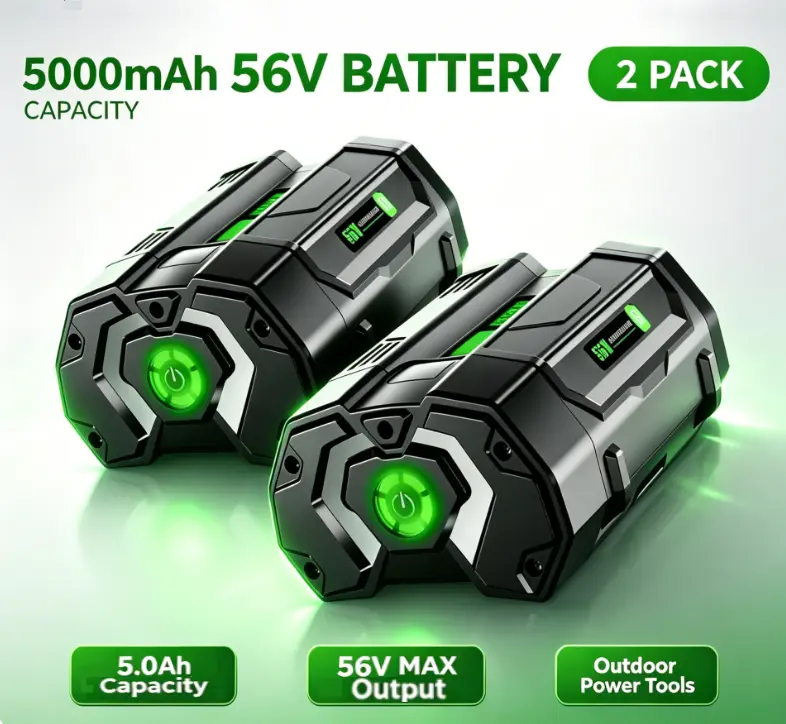 2 Packs 56V Max 5.0Ah 5000mAh Li-ion Replacement Battery Compatible with EGO Power+ BA1400T BA2800T BA4200T BA5600T Cordless Garden Tools