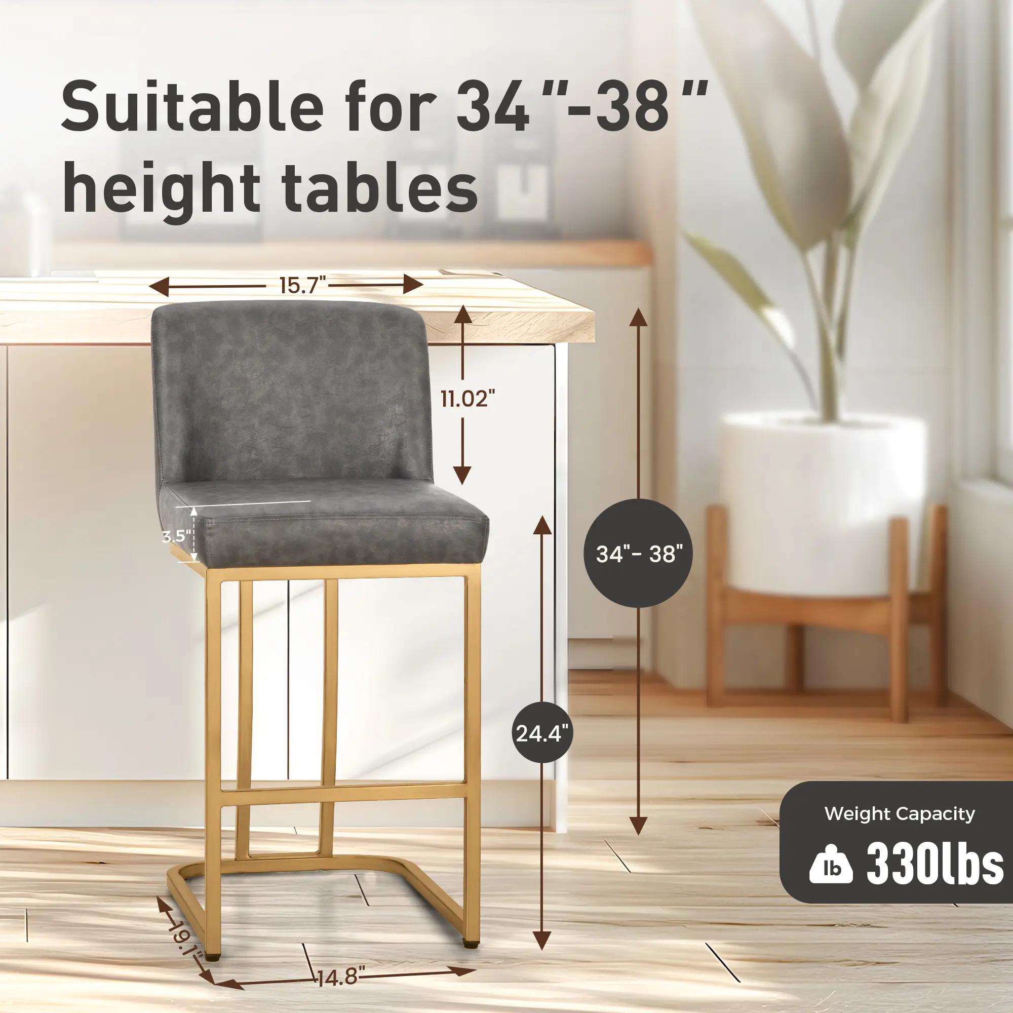 Gray Faux Leather + Golden Curved Frame