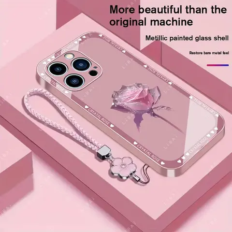 Suitable for [iPhone 13 Pro Max] Brand new premium phone case,  Free four-leaf clover lanyard，drop-proof and fingerprint-resistant，simple and elegant design，multiple colors available YM99