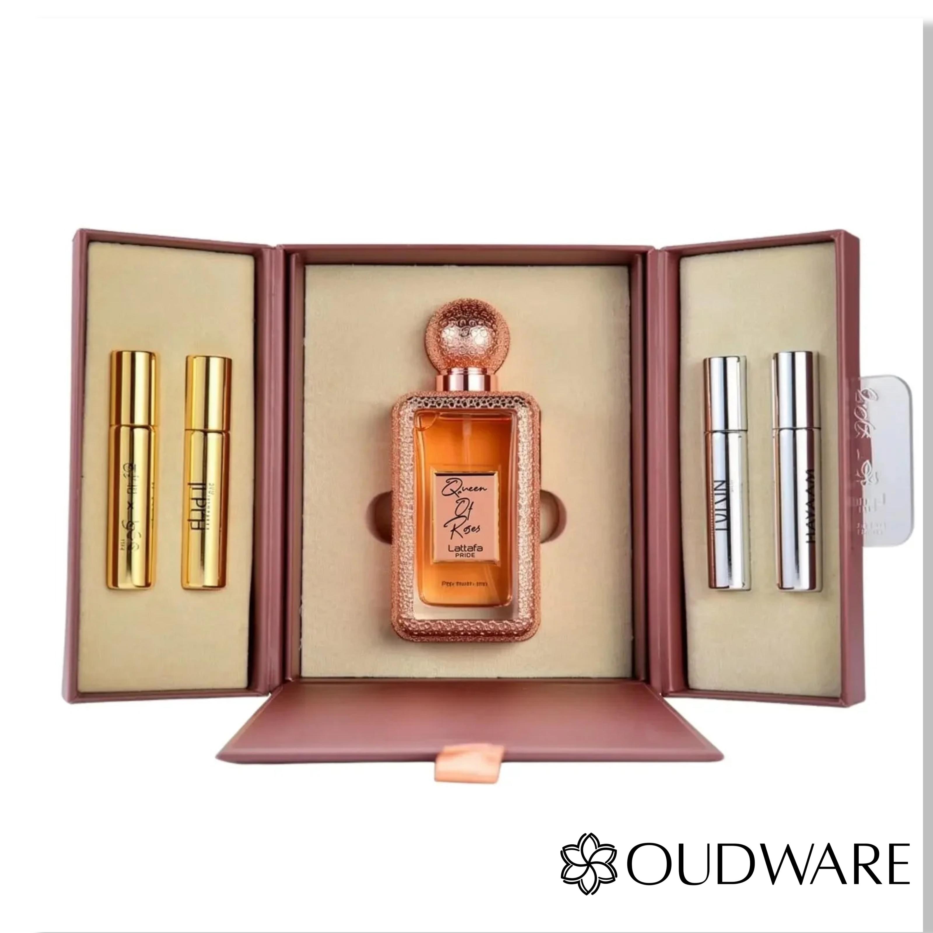 Lattafa Pride Queen Of Roses 100ml (3.4oz) Eau De Parfum - For Women - 5 Piece Set