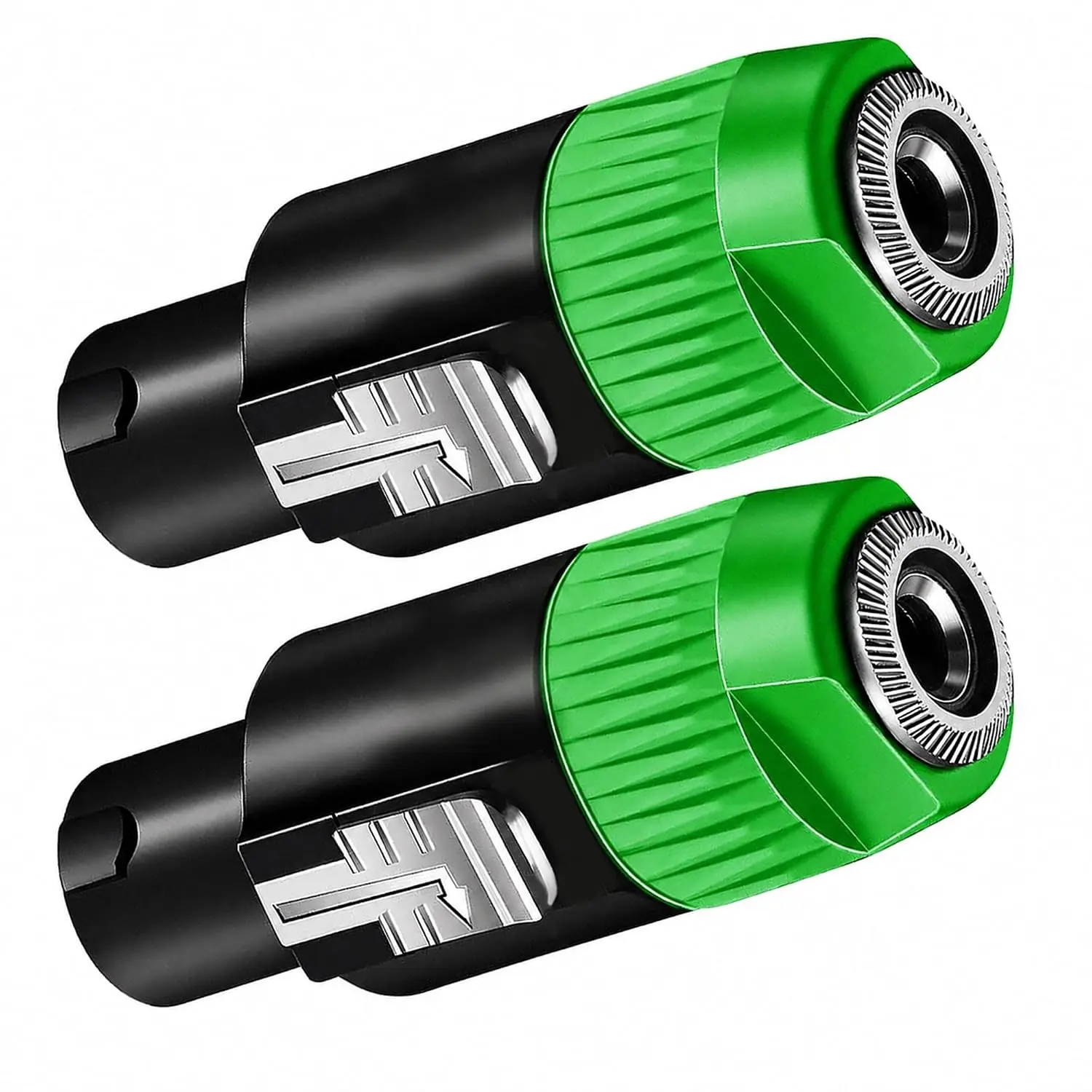 5 CORE Speakon 1/4" Female - Male Connectors Pair 4 Pole Locking SpeakON Cable Mount Connector Speak-On Connectors Speaker Amplifier (Green)