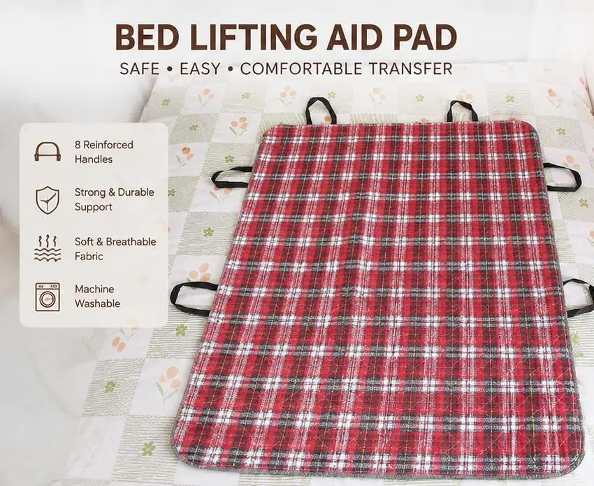 Bed Lifting and Transfer Aid Pad with 8 Reinforced Handles, Washable Patient Repositioning Sheet for Elderly, Disabled and Home Care Use