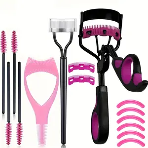 Eyelash Tool with Combed Eyelash Curler Set, Eyelash Makeup Tool for Curl Effect, Comes with Eyelash Brush, 4 Mascara Brushes, 3-in-1 Lash Cards, 2 Eyelash Replacement Combs and 6 Replacement Eyelash Curler Pads, Curl Lashes
