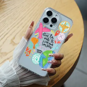 Travel - themed Design with Airplane, Compass, Globe and Inspirational Quote iPhone 17/16/15/14/13/12/iPhon X/17PROMAX/Samsung(S22/S23/S24/S25) Transparent Magnetic Phone Case Strong Magnetic Adsorption Crystal Clear MagSafe Anti-Scratch ROOCX2191017
