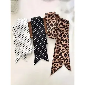 Women's Leopard Polka Dot Hair Scarf - Soft Multifunctional Headband Wrap, Vintage Lightweight Sports & Outdoor Fashion Accessory for Daily Wear, Travel