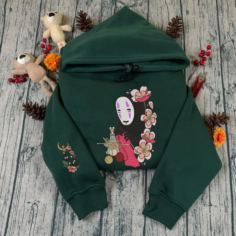 N0-F@ce Embroidered Sweatshirt And Hoodie, Fantasy Anime Inspired, GhlbIl Aesthetic Graphic Unisex Shirt