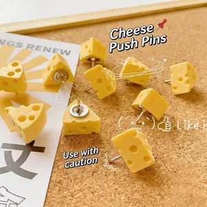 Cute Cheese Push Pins for Office Decor, High-Quality Creative Design for Cork Board and Photo Wall, Style Decorative Fasteners, High Aesthetic Value, Secure Hold
