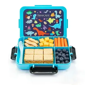 Bento Lunch Box for Toddlers Kids 5 Compartments Leakproof Design with Tableware Sauce Box BPA Free Microwave Dishwasher Freezer Safe Portable Lunch Container