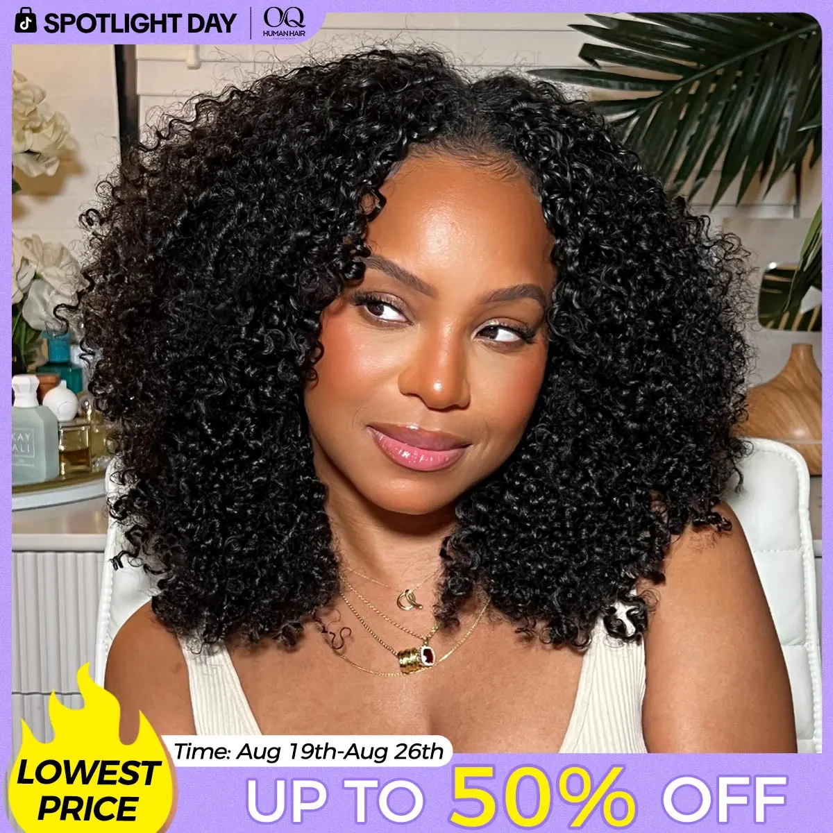 OQ HAIR Afro Curly V Part Wig 180% 250% Density No Leave Out Thin Part Human Hair Wigs 0 Skill Needed Glueless Wig Beginner Friendly #SohoChic #TikTokShopBackToSchool