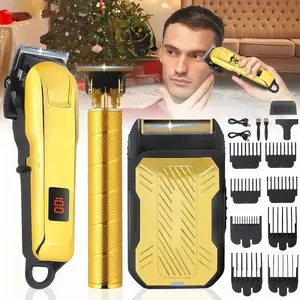 Men's Hair Clipper and Trimmer Set - Adjustable Pole, Long-Lasting Battery, Cordless 3-in-1 Hair Clipper and Beard Trimmer, Professional Haircutting and Beard Styling Kit for Home and Barbershop Use, Great Gift for Father's Day, Birthday, Christmas