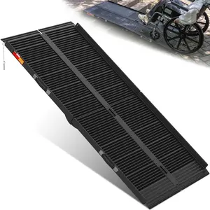 Black Portable Wheelchair Ramp, 6FT No-sew Non-Slip Aluminum Wheelchair Ramp, Folding Portable Wheelchair Ramps for Home, Weight Capacity Up to 800LBS, Loading Dock Plates
