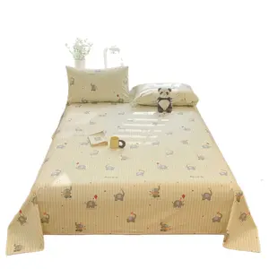 All-Cotton Fine-Weave Rustic Skin-Friendly Bed Sheet Cotton-Linen Cooling Mat Summer Pure Cotton 3-Piece Bedding Set for Dormitory