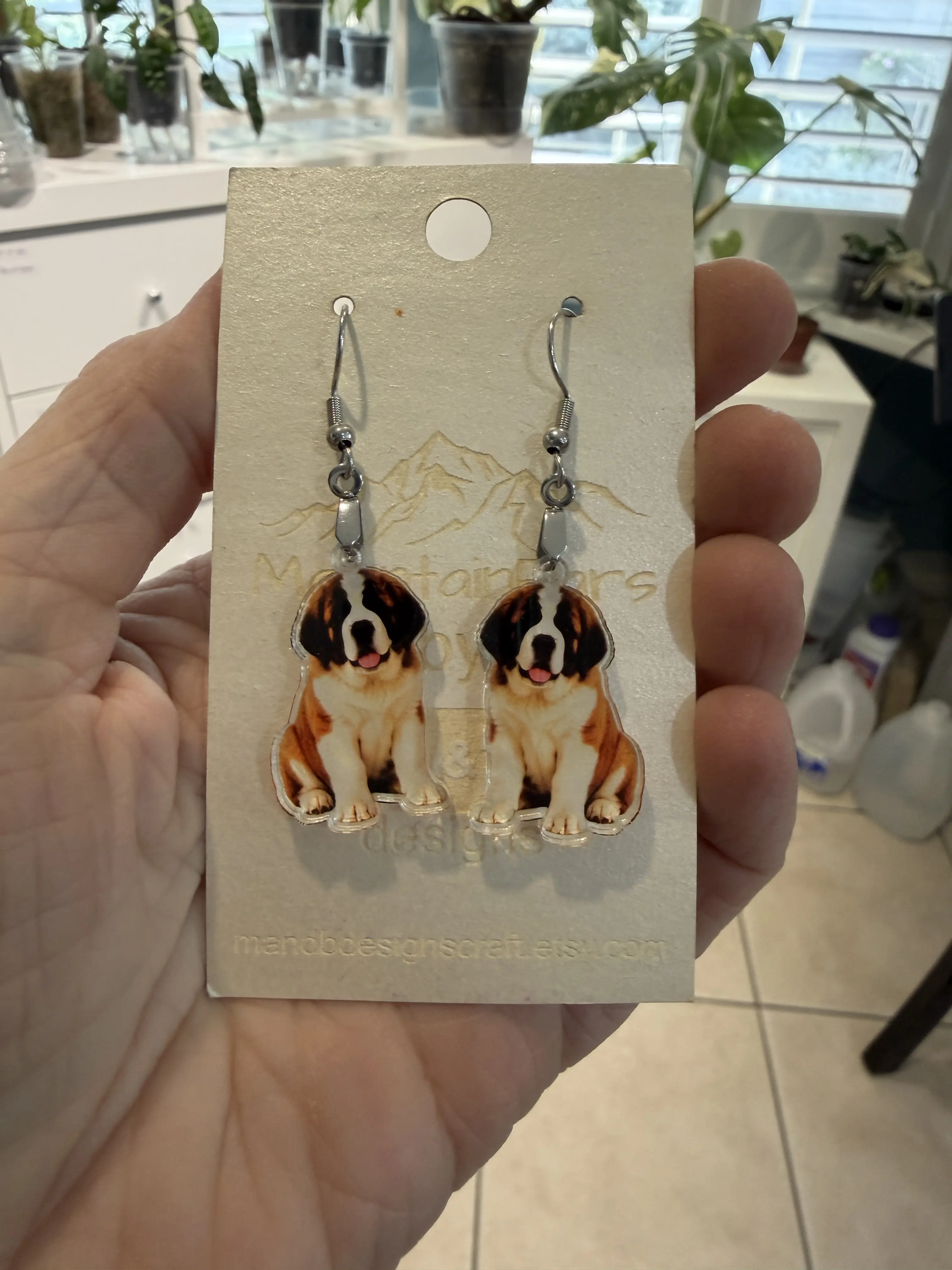 Saint Bernard Puppy Earrings