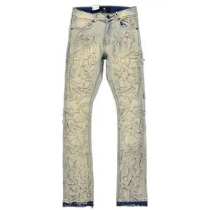 Focus denim (Tan wash “Cactus art stacked jean)