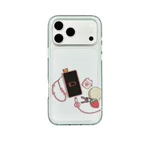 Low Battery Aesthetic CaseDigital Essentials IllustrationMy Daily Essentials" Phone CaseCute Strawberry & Beads ArtThe "Need a Charge" Case1% Battery Life ArtAntiYellowing Acrylic ShieldShockproof 3Layer Protection for iPhone 17 16 15 14 13Pro Max  zr29