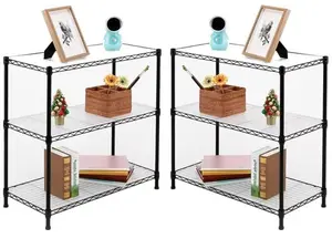 2-Pack Storage Shelves, 3-Shelf Shelving Unit with 3-Shelf Liners, Adjustable Rack, 30''W x 14''D x 30''H Steel Wire Shelves, Shelving Units and Storage for Kitchen and Garage