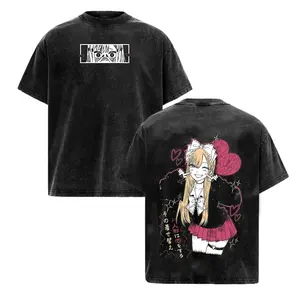 My Dress-Up Darling Marin Kitagawa Vintage Washed Oversized T-Shirt Double Sided Cute Anime Girl Grunge Y2K Harajuku Aesthetic Unisex Casual Streetwear Manga Graphic Tee