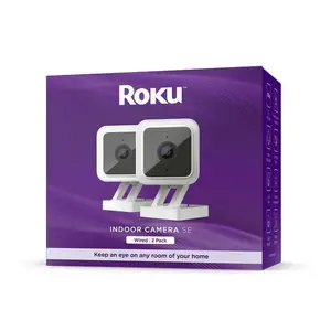 2x Roku Smart Home Indoor Camera SE Wi-Fi Wired Security Surveillance CS1000X