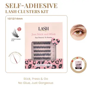 Lashterally Wispy Winks Self-adhesive Lash Clusters Kit Glue Free DIY 5D Upgrade D Curl Thick Natural False Eyelashes 90 Clusters 10mm/12mm/14mm Makeup Flawless Cosmetic