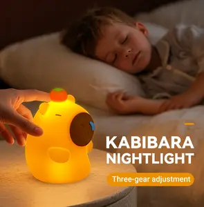 Cute Capybara Kawaii Aesthetic Design with 3-Level Dimmable Soft Silicone Touch Sensor 3D LED Night Light for Bedroom Nursery Kids and Adults - Perfect Birthday & Holiday Gift outdoorfun