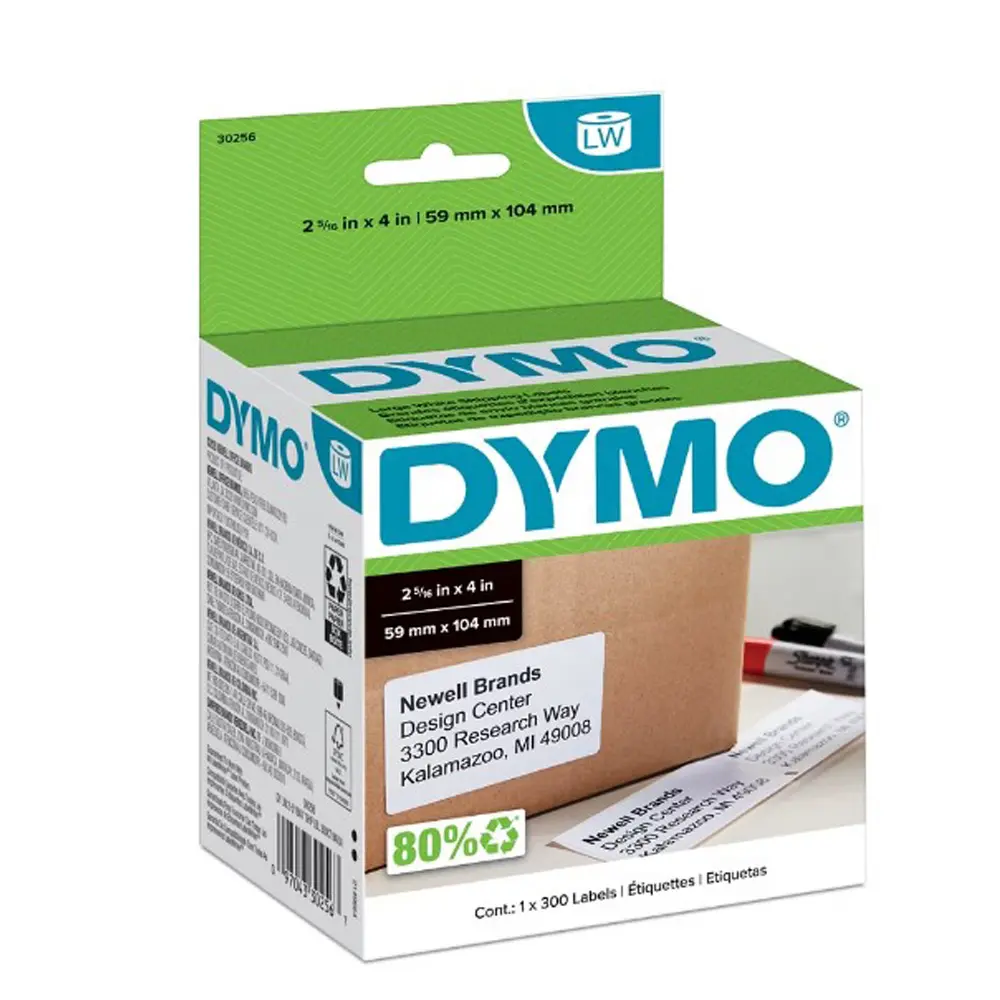 DYMO LabelWriter Large Shipping Labels, 1 Roll Pack of 300, Black Text on White, 2-5/16" x 4" (59mm x 102mm)