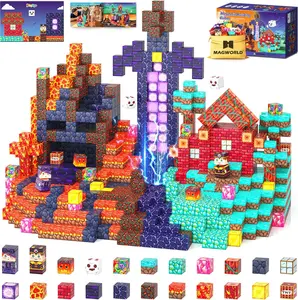 Magnetic Building Blocks-150PCS with Drawstring Bag STEM Montessori Children Sensory Toys Build Mine Magnet World Gift Set