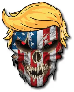 Waterproof Donald Trump Hair Skull Decal Sticker for Cars Trucks with Reflective Eyes Patriotic Vinyl Stickers