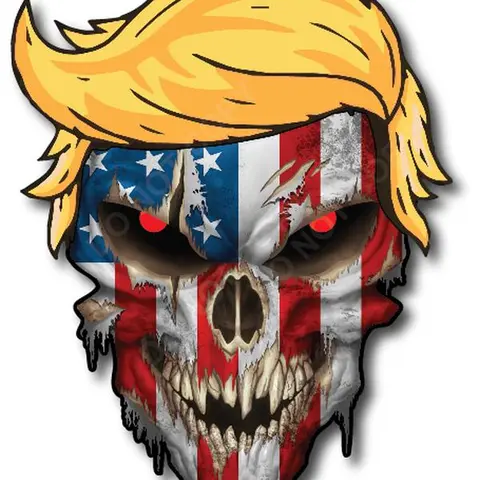 Waterproof Donald Trump Hair Skull Decal Sticker for Cars Trucks with Reflective Eyes Patriotic Vinyl Stickers