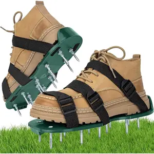 Hardware supplies Lawn Aerator Spike Shoes, Green, Heavy Duty Spiked Soles with Straps, One Size Fits All Men Women Shoes 6-11, 11.8x5 Inch, Quick Installation Garden Tool