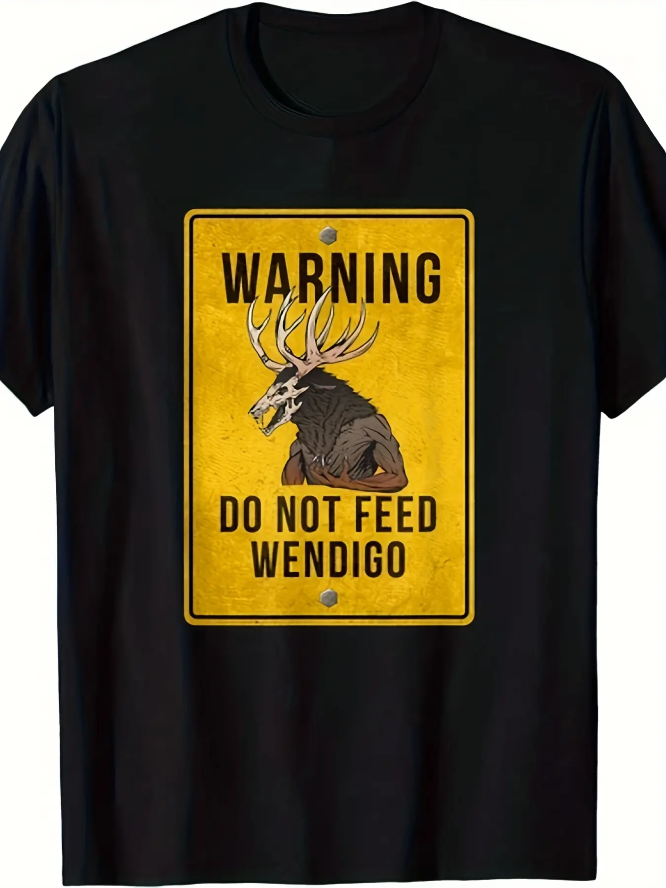 NEW LIMITED Wendigo Cryptid - Warning Sign T-Shirt unisex soft cotton short sleeve t shirt, vintage graphic casual tee for men women teens, perfect birthday holiday gift for camping travel gym daily street  wear