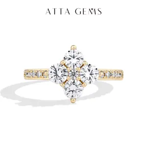 ATTAGEMS Round Cut Lab-Created Moissanite Lucky Ring for Women Real 925 Sterling Silver Sparkling Rings Birthday Party Daily Fine Jewelry Set Gift R310 ATTAGEMS Round Cut Lab-Created Moissanite Lucky Ring for Women Real 925 Sterling Silver Sparkling Rings Birthday Party Daily Fine Jewelry Set Gift R310