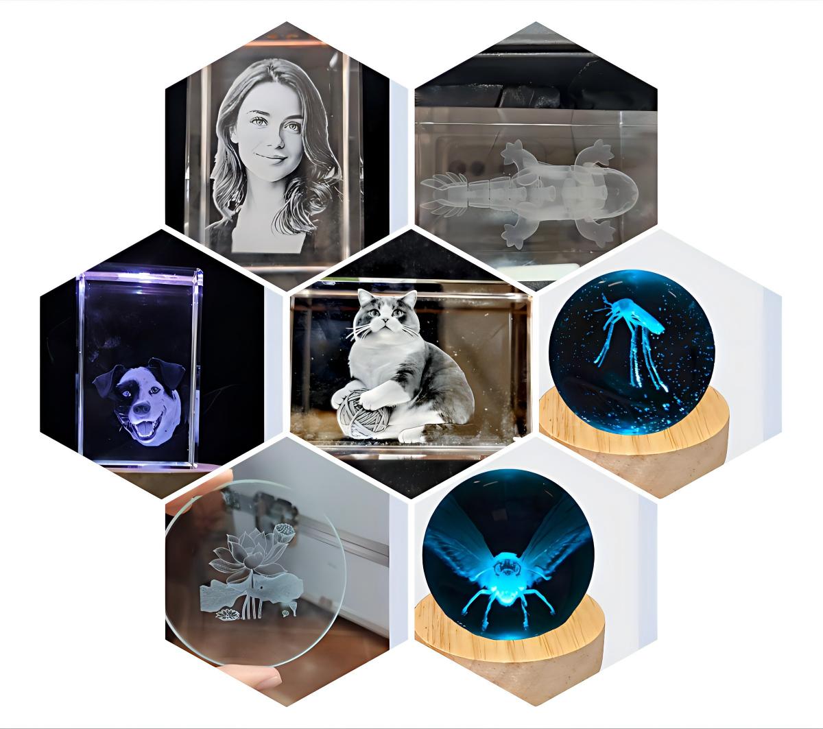 Big size crystal 3D poring machine, samll business machine, glass inner engraving, 3D photo printng